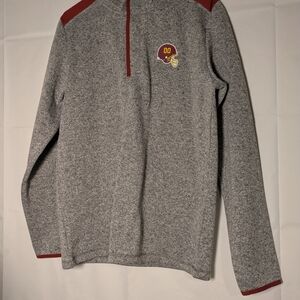 Men's Gray and Maroon Zip-Up Sweater